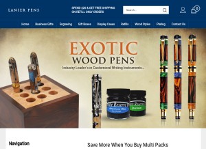 How lanierpens.com looks like on a tablet such as an iPad.