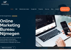 How lapmarketing.nl looks like on a tablet such as an iPad.