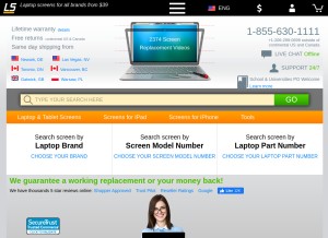 How laptopscreen.com looks like on a tablet such as an iPad.