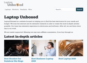 How laptopunboxed.com looks like on a tablet such as an iPad.