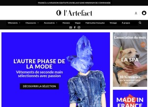 How lartefact.fr looks like on a tablet such as an iPad.