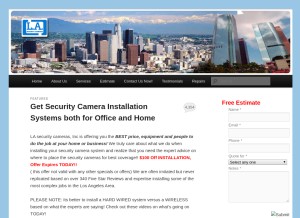 How lasecuritycameras.com looks like on a tablet such as an iPad.