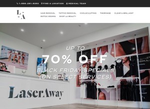 How laseraway.com looks like on a tablet such as an iPad.