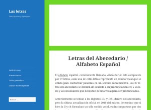 How lasletras.org looks like on a tablet such as an iPad.