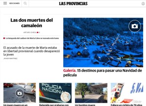 How lasprovincias.es looks like on a tablet such as an iPad.
