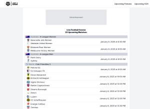 How last5games.com looks like on a tablet such as an iPad.