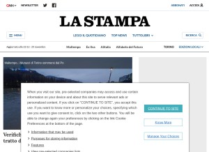 How lastampa.it looks like on a tablet such as an iPad.