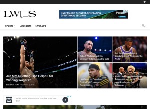 How lastwordonsports.com looks like on a tablet such as an iPad.