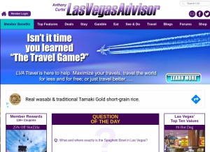 How lasvegasadvisor.com looks like on a tablet such as an iPad.