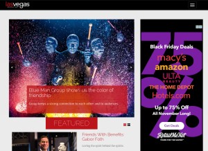 How lasvegasmagazine.com looks like on a tablet such as an iPad.