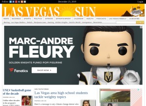 How lasvegassun.com looks like on a tablet such as an iPad.