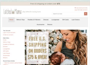 How latchedmama.com looks like on a tablet such as an iPad.