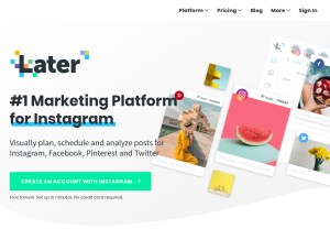 How later.com looks like on a tablet such as an iPad.