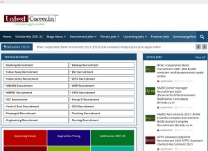 How latestcareer.in looks like on a tablet such as an iPad.