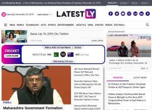 How latestly.com looks like on a tablet such as an iPad.