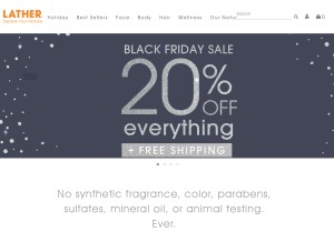 How lather.com looks like on a tablet such as an iPad.