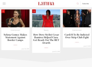 How latina.com looks like on a tablet such as an iPad.