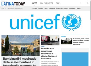 How latinatoday.it looks like on a tablet such as an iPad.