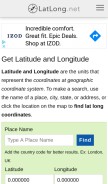 How latlong.net looks like on a mobile device such as an iPhone.