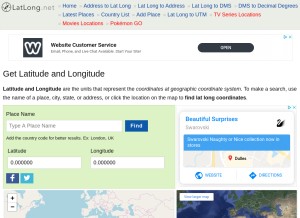 How latlong.net looks like on a tablet such as an iPad.