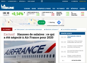 How latribune.fr looks like on a tablet such as an iPad.