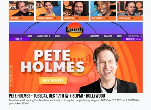 How laughfactory.com looks like on a tablet such as an iPad.