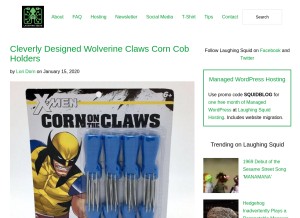 How laughingsquid.com looks like on a tablet such as an iPad.