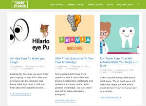 How laughitloud.com looks like on a tablet such as an iPad.