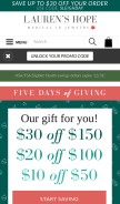 How laurenshope.com looks like on a mobile device such as an iPhone.