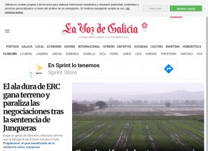 How lavozdegalicia.es looks like on a tablet such as an iPad.