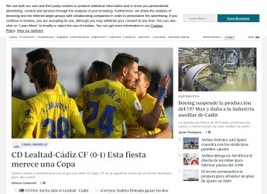 How lavozdigital.es looks like on a tablet such as an iPad.