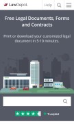 How lawdepot.com looks like on a mobile device such as an iPhone.