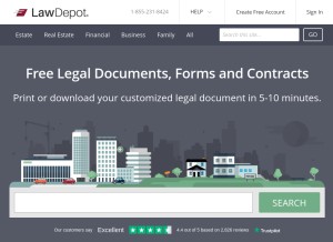 How lawdepot.com looks like on a tablet such as an iPad.
