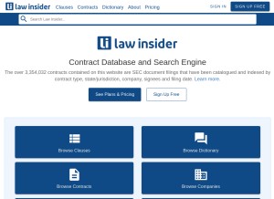 How lawinsider.com looks like on a tablet such as an iPad.