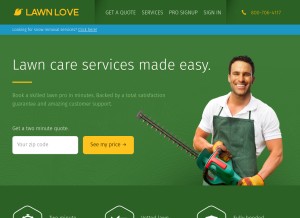 How lawnlove.com looks like on a tablet such as an iPad.