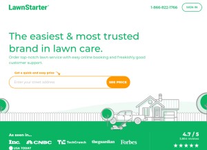 How lawnstarter.com looks like on a tablet such as an iPad.