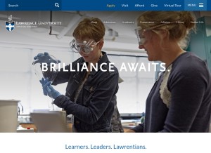 How lawrence.edu looks like on a tablet such as an iPad.