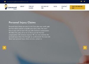 How lawswoodclaims.co.uk looks like on a tablet such as an iPad.