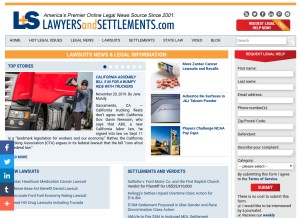 How lawyersandsettlements.com looks like on a tablet such as an iPad.