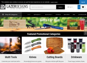 How lazerdesigns.com looks like on a tablet such as an iPad.