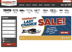 How lazydays.com looks like on a tablet such as an iPad.