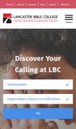 How lbc.edu looks like on a mobile device such as an iPhone.