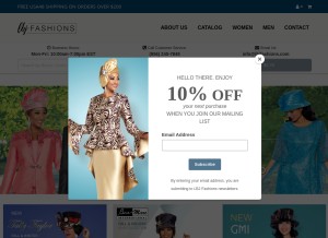 How lbjfashions.com looks like on a tablet such as an iPad.