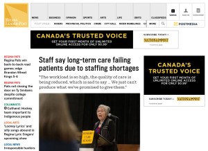 How leaderpost.com looks like on a tablet such as an iPad.