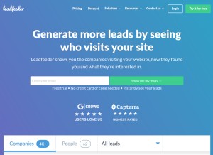 How leadfeeder.com looks like on a tablet such as an iPad.