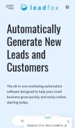 How leadfox.co looks like on a mobile device such as an iPhone.
