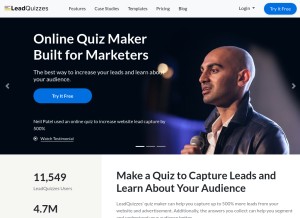 How leadquizzes.com looks like on a tablet such as an iPad.