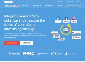 How leadsbridge.com looks like on a tablet such as an iPad.