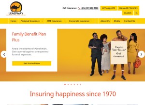 How leadway.com looks like on a tablet such as an iPad.