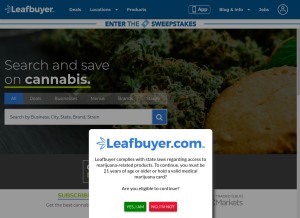 How leafbuyer.com looks like on a tablet such as an iPad.